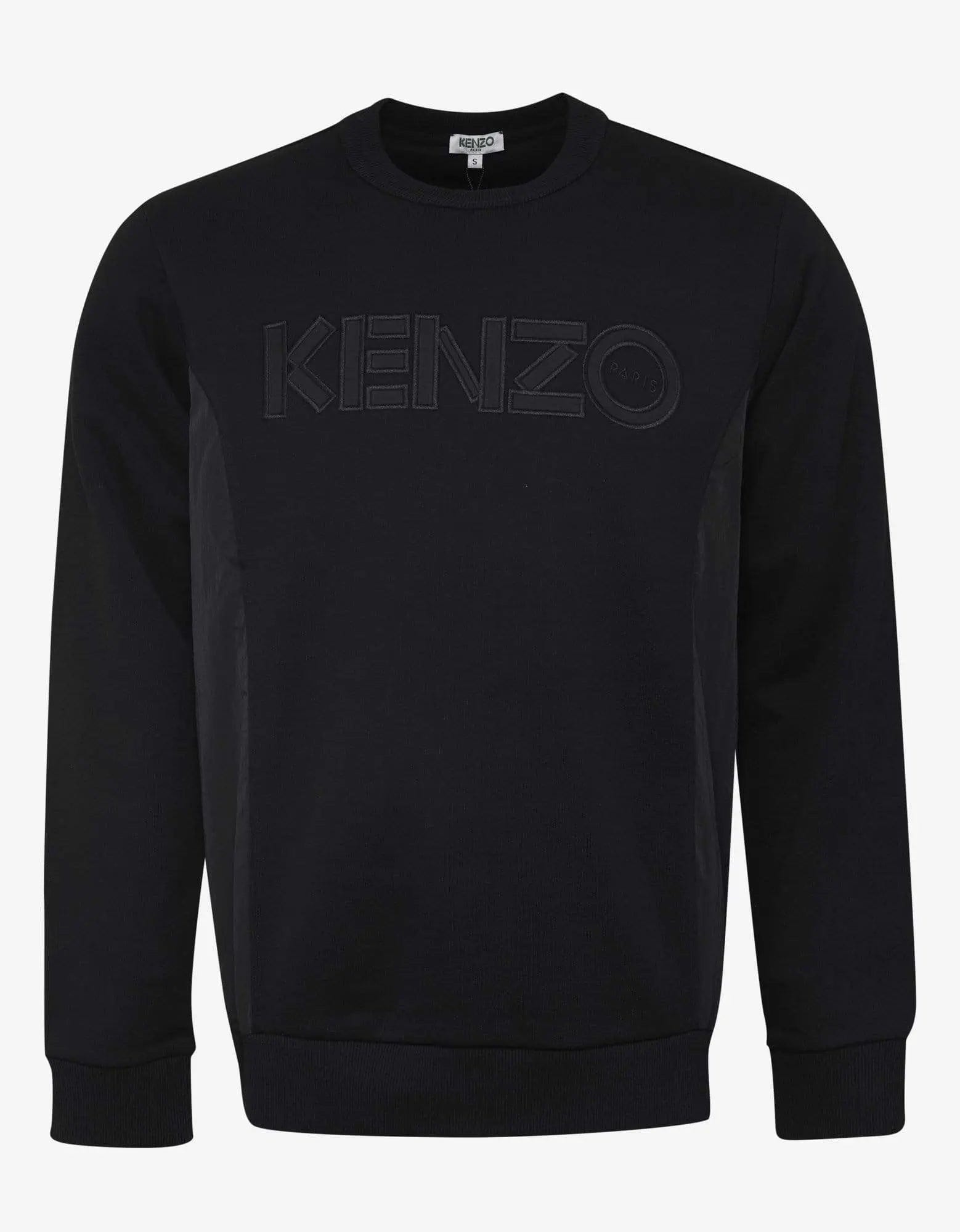 Slim Fit Suits Kenzo Black Nylon Panel Logo Sweatshirt