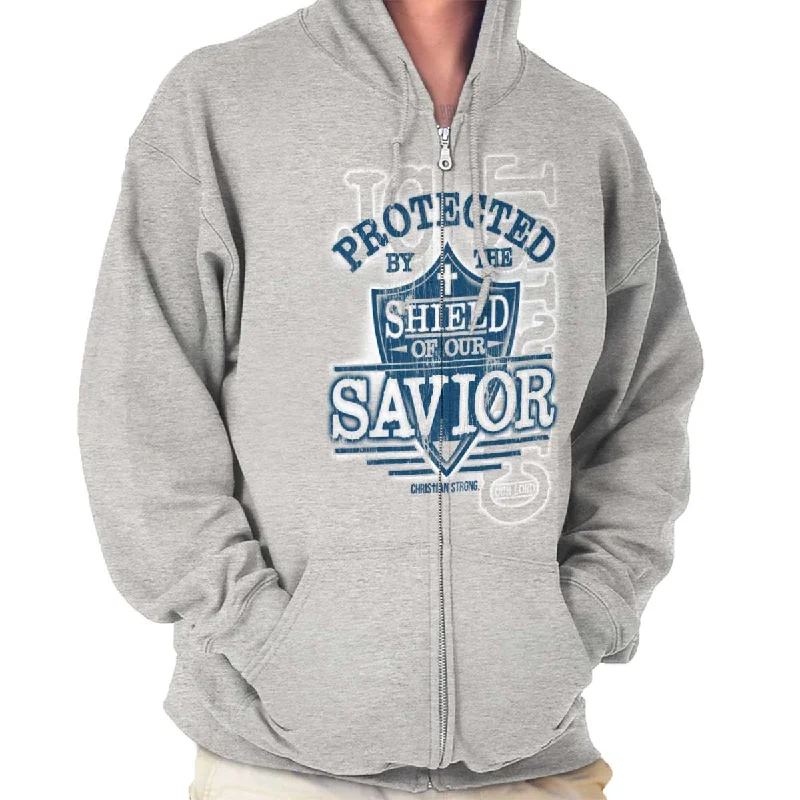 Turtleneck Sweaters Shield of our Savior Zip Hoodie