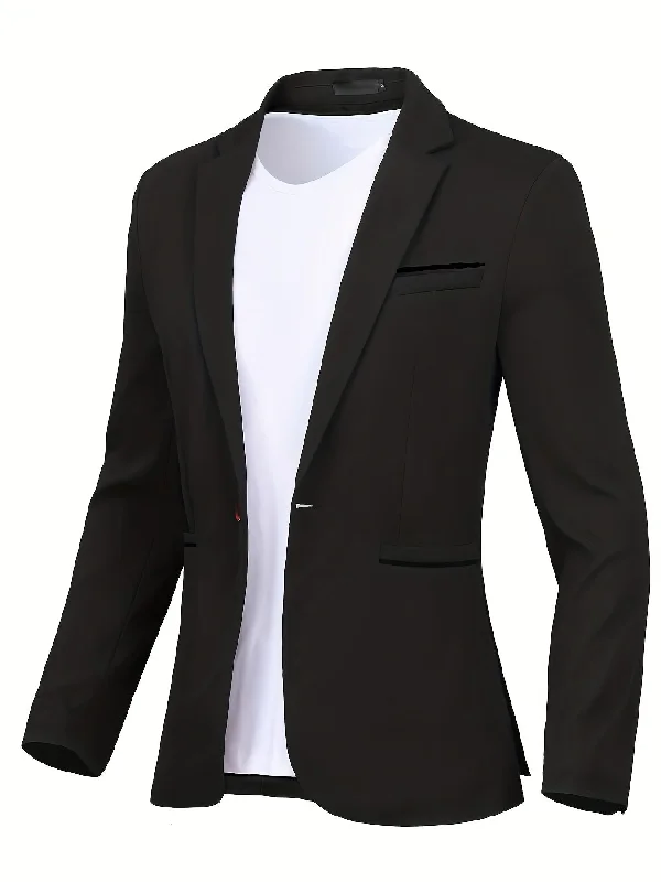 Cool Hoodies Men's Suit Slim Fit Blazer With One Button