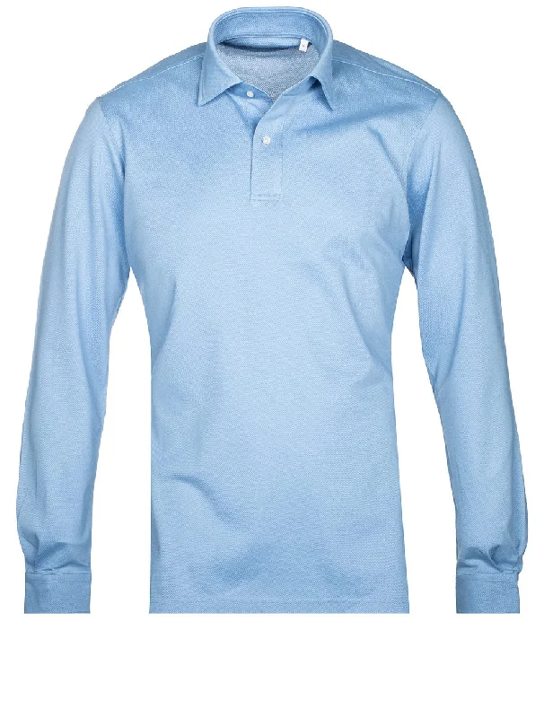 Classic Hoodies Long Sleeve Polo Shirt Blue