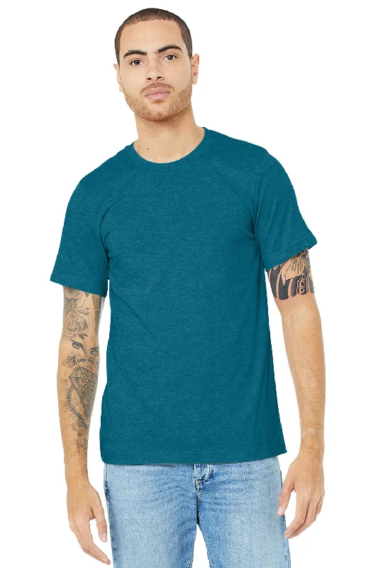 Casual Footwear Bella + Canvas Mens Heather CVC Short Sleeve Crewneck T-Shirt - Heather Deep Teal Blue