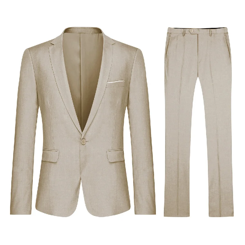 Fashion Accessories 2-Piece Slim Fit Simple Designed Beige Suit