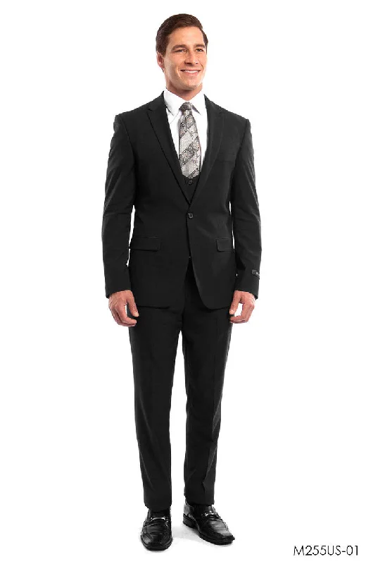 Boho Menswear Black Solid 3-PC Ultra Slim Fit Suits