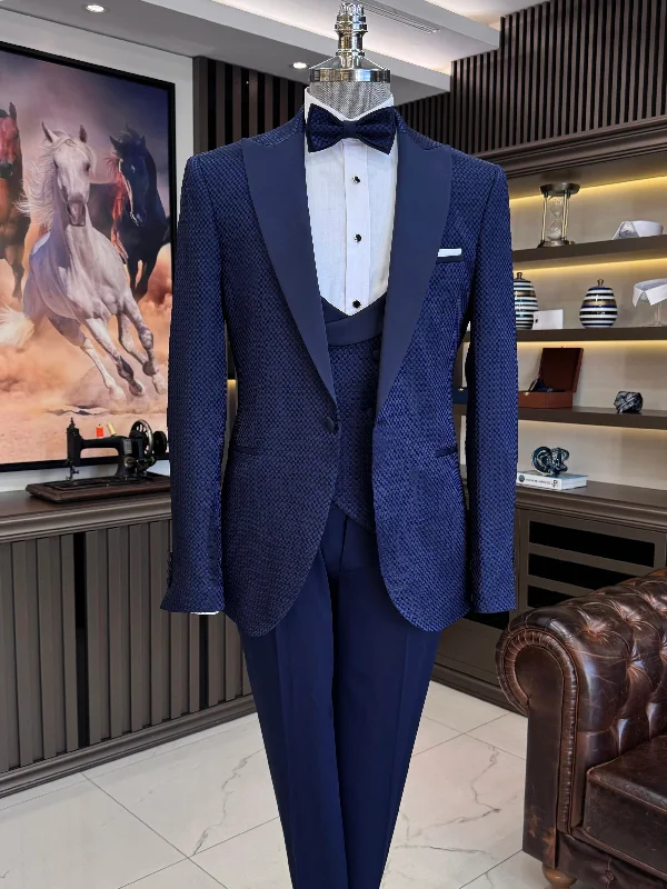 Layered Jackets Navy Slim-Fit Tuxedo 3-Piece