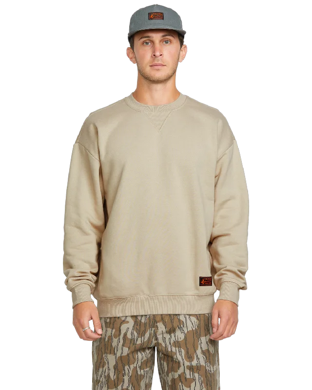 Modern Coats Operators Crew Sweatshirt in Light Khaki