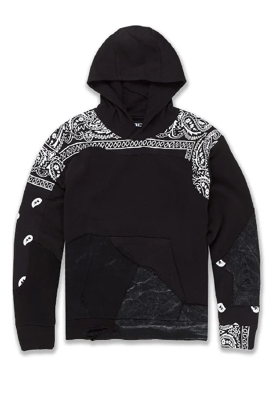 Layered Jackets Big Men's Paisley Pullover Hoodie (Noir)