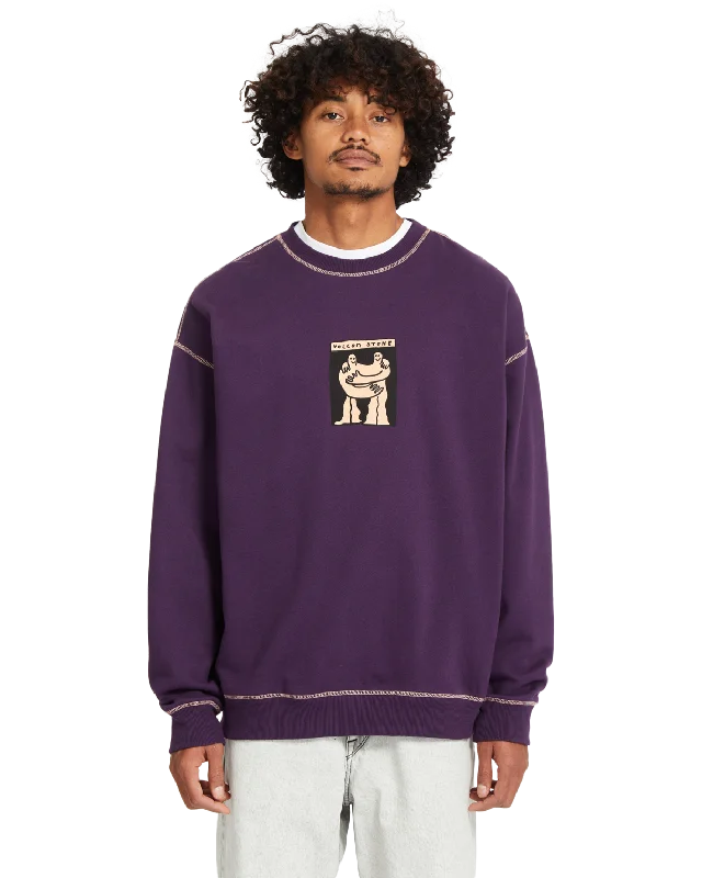 Relaxed Shirts Podcol Crew Sweatshirt in Grape Royale