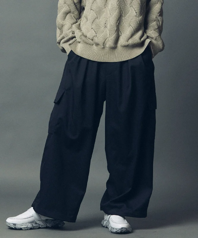 Athleisure Wear High Count Wool Prime-Wide Cargo Pants