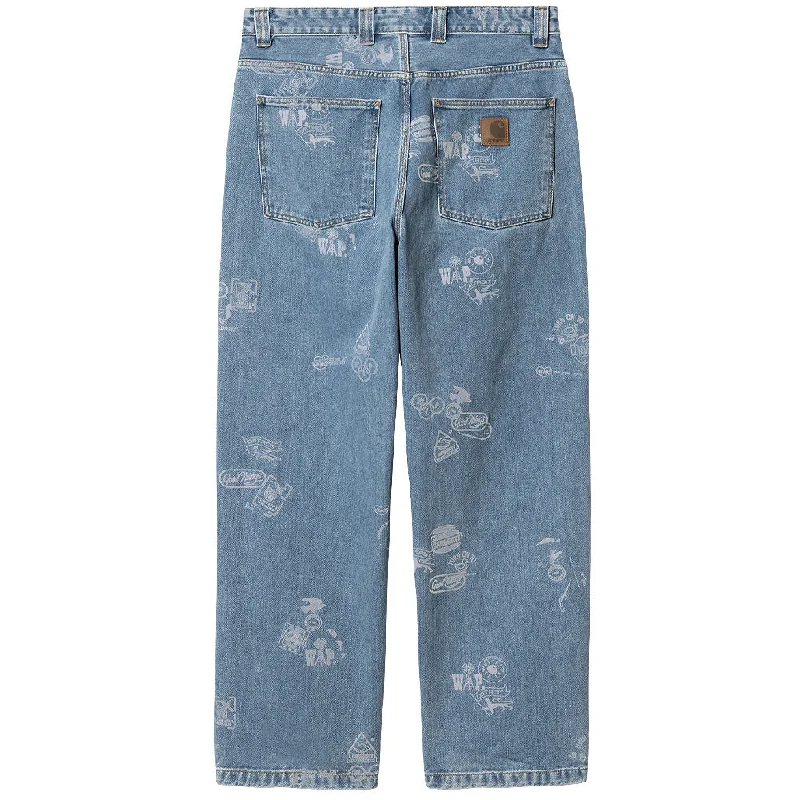 Street Jackets CARHARTT WIP STAMP PANT // STAMP PRINT/BLUE (BLEACHED)