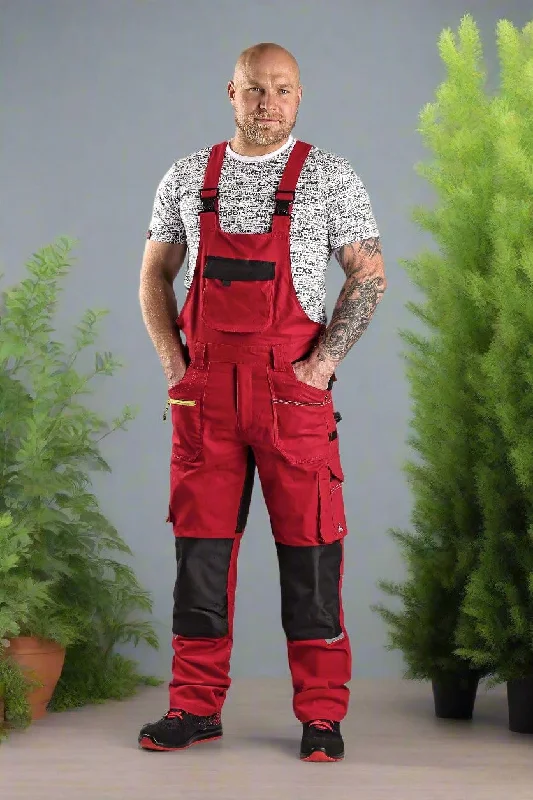 Summer Fashion CXS STRETCH, RED-BLACK, MEN ́S WORK PANTS WITH BIB