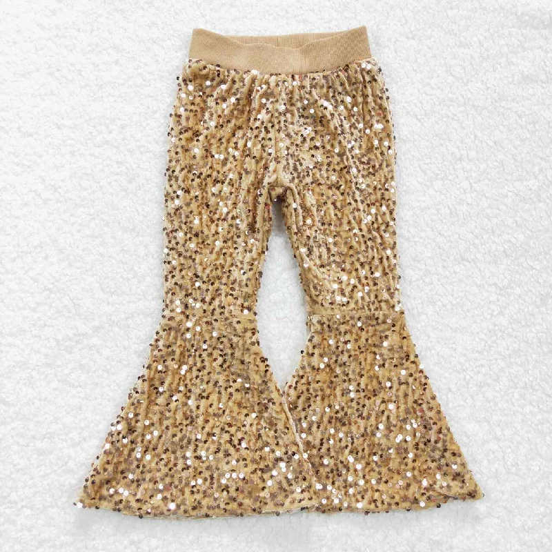 Fashionable Boots P0110 Khaki sequined trousers