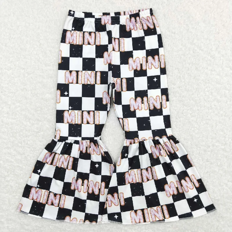 Relaxed Trousers P0345 mini letter black and white plaid trousers