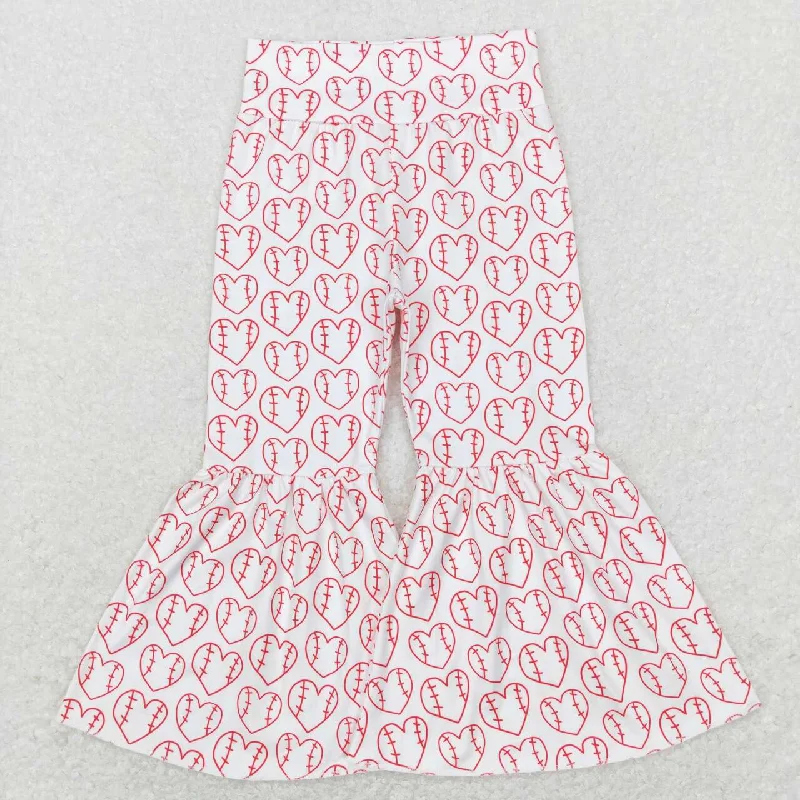 Work Clothes P0404 Heart Pattern White Flare Pants