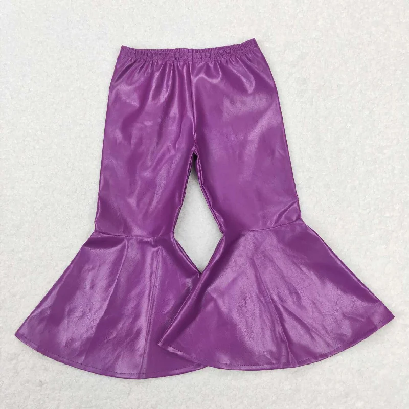 Luxury Suits P0419 Purple flared leather pants