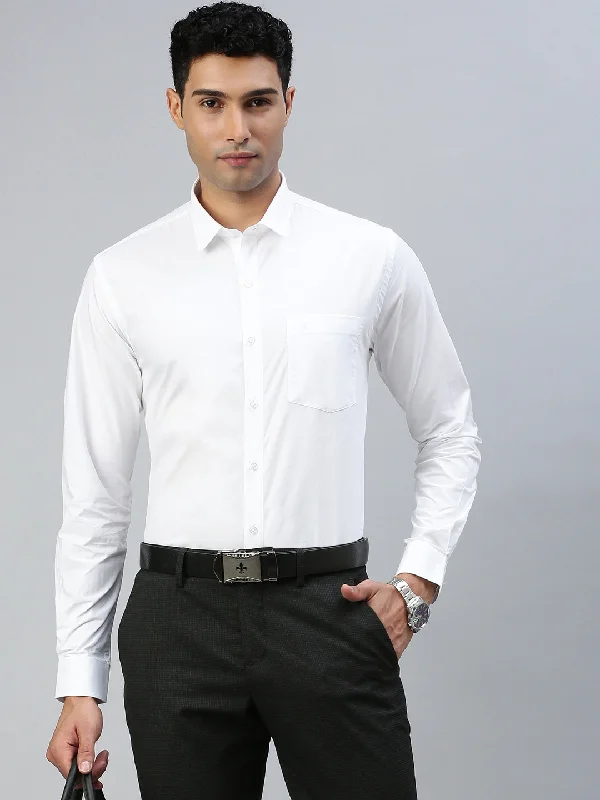 Office Attire Men 100% Cotton White Shirt Plus Size