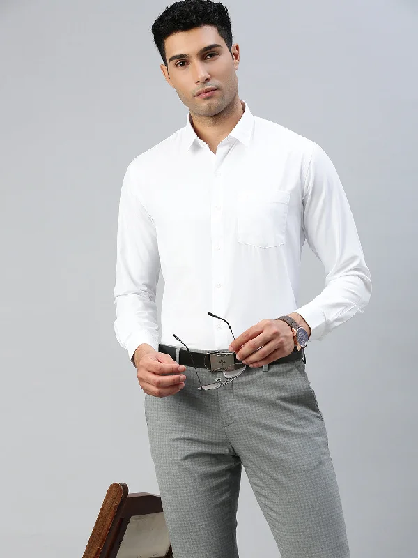 Button-up Shirts Men Cotton Rich Formal White Shirt Plus Size