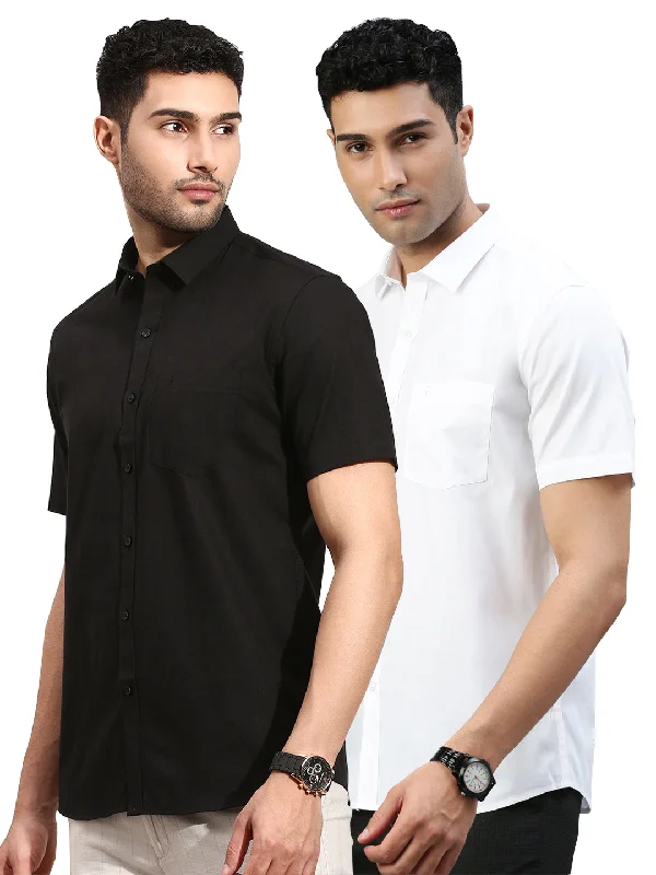 Polo Shirts Men Black and White Half Sleeves Shirt Combo