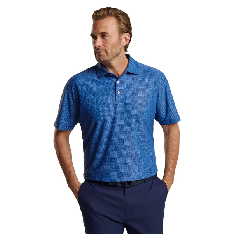 Stylish Polos Peter Millar Cumberland Geo Performance Mesh Polo Shirt - Sport Navy