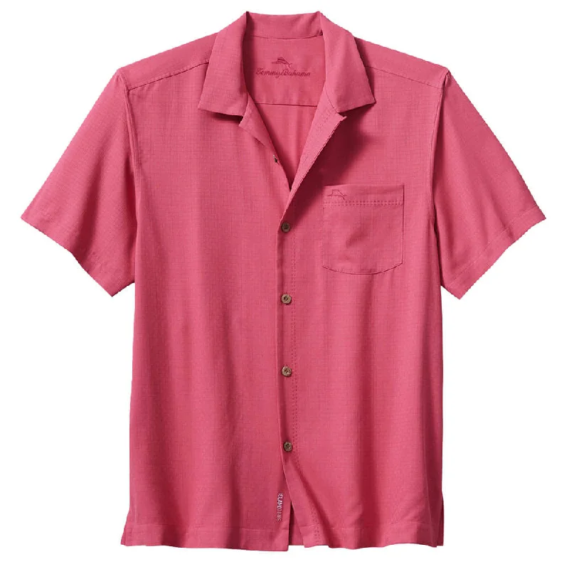 Cool Hoodies Tommy Bahama IslandZone Coastal Breeze Check Camp Shirt - Carmine Pink