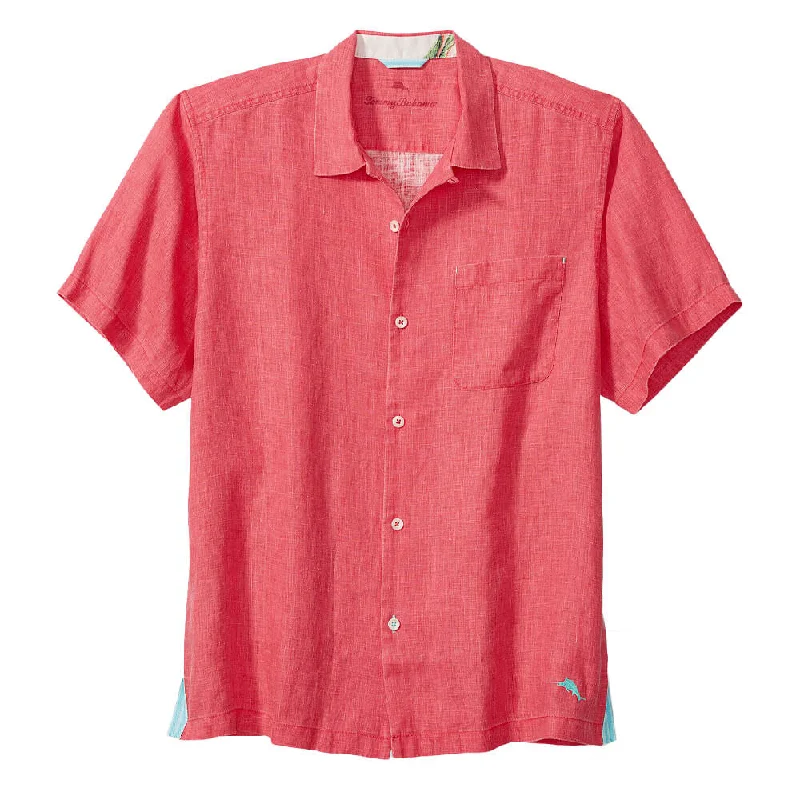 Winter Accessories Tommy Bahama Sea Glass Linen Short Sleeve Camp Shirt - Teaberry