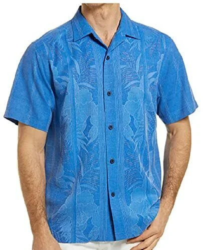 Warm Jackets Tommy Bahama Tahitian Border Camp Shirt - Cobalt Sea