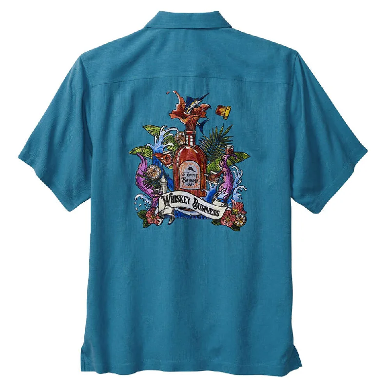 Athletic Wear Tommy Bahama Whiskey Business Camp Shirt - Blue Hydrangea